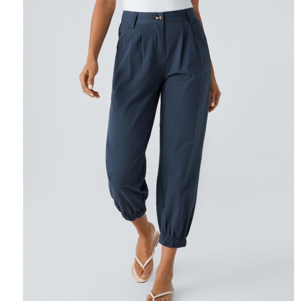 NEW Halara Mid Rise Casual Joggers Women's Small Blue Pockets Business Casual